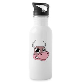 Tête de taureau - Gourde avec paille intégrée - blanc - Droite