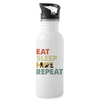 Eat Sleep Hike Repeat Wander Saying - Water bottle with straw - white - Right