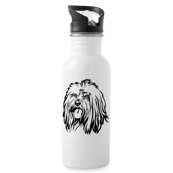 Tête de terrier tibétain - Gourde avec paille intégrée - blanc - Droite