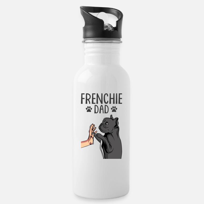 Frenchie papa Bouledogue français - Gourde avec paille intégrée - blanc