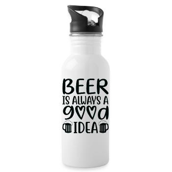 La bière est toujours une bonne idée de dire - Gourde avec paille intégrée - blanc - Droite