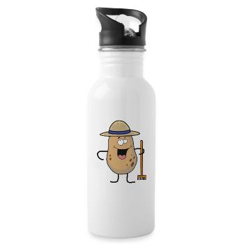 Potato Farm Farmer Vegetable Organic Garden Harvest - Water bottle with straw - white - Right