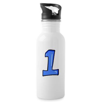 Number 1 Blue - Number One - Water bottle with straw - white - Right