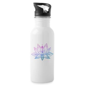 Lotusblume Meditation Yoga Gradient pink blau - Trinkflasche mit integriertem Trinkhalm - Weiß - Rechts