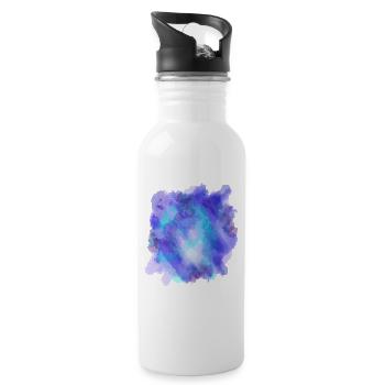 Aquarell malerei Meeresblau - Trinkflasche mit integriertem Trinkhalm - Weiß - Rechts
