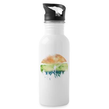 Wanderlust Hiker – Aquarell Adventure - Trinkflasche mit integriertem Trinkhalm - Weiß - Rechts