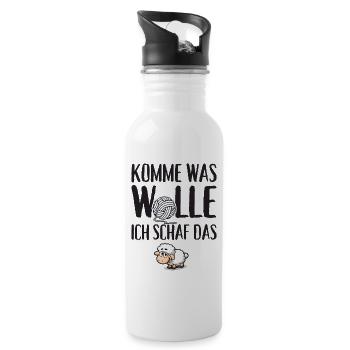 Komme was Wolle ich Schaf das - Trinkflasche mit integriertem Trinkhalm - Weiß - Rechts