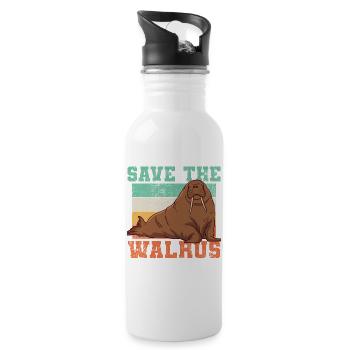 Walrus Conservation Vintage - Water bottle with straw - white - Right