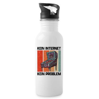 Pinball kein Internet lustiger Flipperautomat - Trinkflasche mit integriertem Trinkhalm - Weiß - Rechts