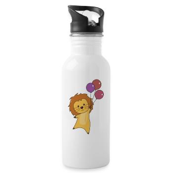 Lion balloons flies up cute animals - Water bottle with straw - white - Right