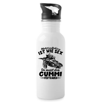 Motorradfahren ist wie Sex Dirtbike Motorradfahrer - Trinkflasche mit integriertem Trinkhalm - Weiß - Rechts