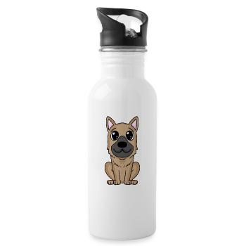 Deutscher Schäferhund - Trinkflasche mit integriertem Trinkhalm - Weiß - Rechts