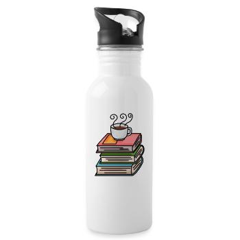 Coffee and books - Water bottle with straw - white - Right