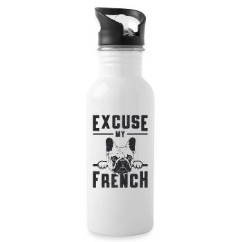 Bouledogue française Chiens Vintage Idée cadeau - Gourde avec paille intégrée - blanc - Droite