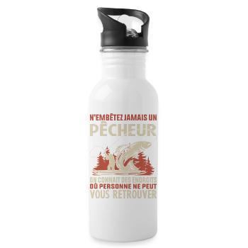 Chemise de pêcheur Papa pêcheur cadeau pêcheur - Gourde avec paille intégrée - blanc - Droite