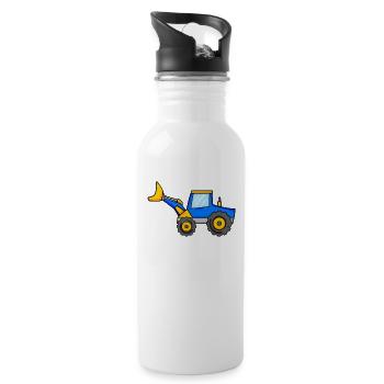 Baustelle Fahrzeuge - Trinkflasche mit integriertem Trinkhalm - Weiß - Rechts