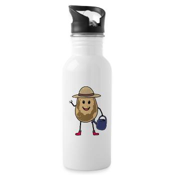 Kartoffel Gärtner Garten gärtnern Kartoffeln Anbau - Trinkflasche mit integriertem Trinkhalm - Weiß - Rechts