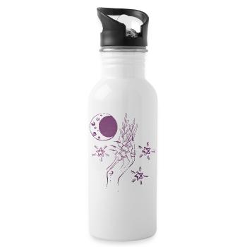 Witch Hand Magic Power Mystic ametyst lilac - Water bottle with straw - white - Right