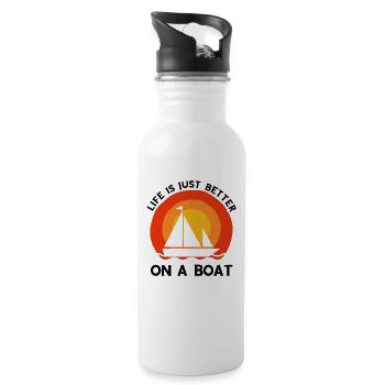 Life is just better on a boat - Trinkflasche mit integriertem Trinkhalm - Weiß - Rechts