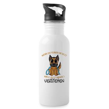 Deutscher Schäferhund - Trinkflasche mit integriertem Trinkhalm - Weiß - Rechts