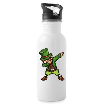 Dancing Leprechaun St. Patrick's Day Irish - Water bottle with straw - white - Right