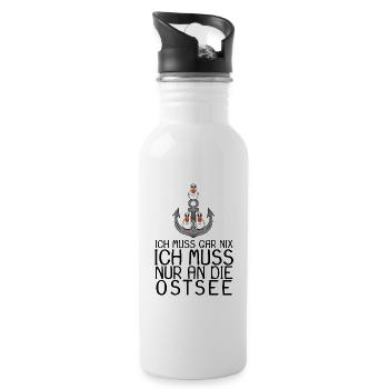 Ostsee Urlaub Geschenk - Trinkflasche mit integriertem Trinkhalm - Weiß - Rechts