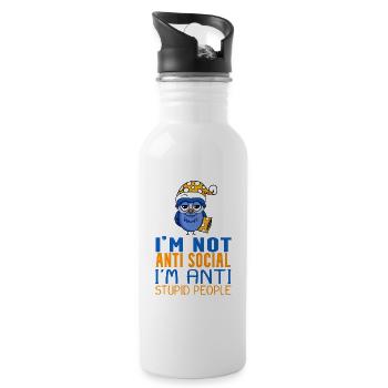 Owl Lazy - Water bottle with straw - white - Right