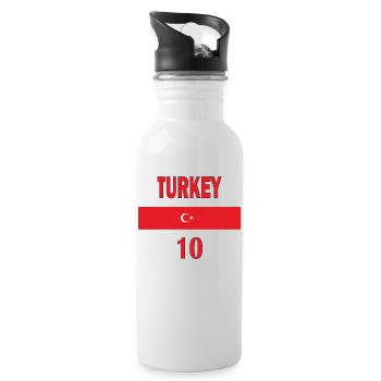 Türkische Fußballmannschaft Nummer zehn Sportgeschenk - Trinkflasche mit integriertem Trinkhalm - Weiß - Rechts