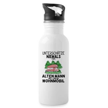 Alter Mann Wohnmobil - Trinkflasche mit integriertem Trinkhalm - Weiß - Rechts
