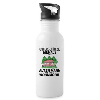 Alter Mann Wohnmobil - Trinkflasche mit integriertem Trinkhalm - Weiß - Rechts