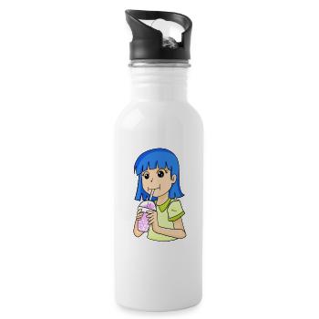 Anime fille avec bubble tea - Gourde avec paille intégrée - blanc - Droite