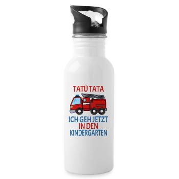 Kindergarten Feuerwehr Geschenk - Trinkflasche mit integriertem Trinkhalm - Weiß - Rechts