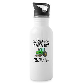 Papa ist Landwirt - Trinkflasche mit integriertem Trinkhalm - Weiß - Rechts