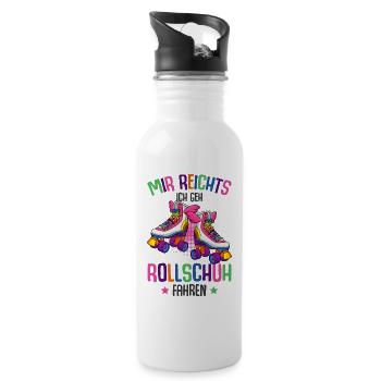 Rollschuhe - Trinkflasche mit integriertem Trinkhalm - Weiß - Rechts