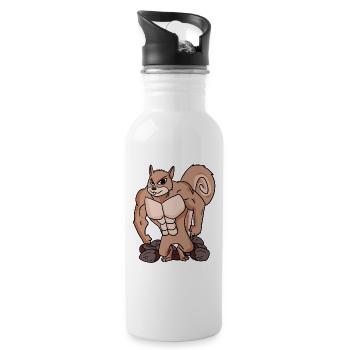 Squirrels with muscles - Water bottle with straw - white - Right