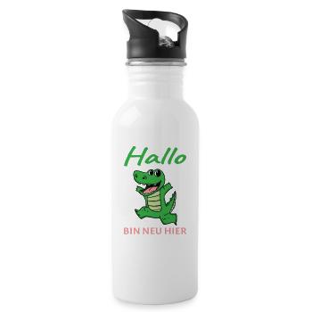 Baby Geburt Nachwuchs - Trinkflasche mit integriertem Trinkhalm - Weiß - Rechts