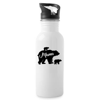 Mamabear Baby Bär Familien Mutter Bear Mama Bär - Trinkflasche mit integriertem Trinkhalm - Weiß - Rechts