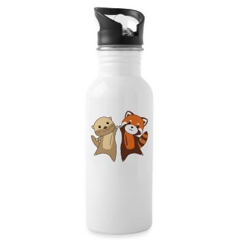 Otter Panda rouge doux animaux pour enfants - Gourde avec paille intégrée - blanc - Droite