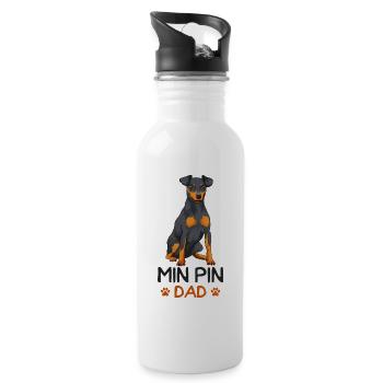 Zwergpinscher - Trinkflasche mit integriertem Trinkhalm - Weiß - Rechts