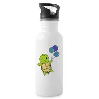 Tortue doux animal vole ballons enfants - Gourde avec paille intégrée - blanc - Droite