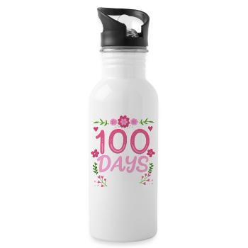 100 Tage Schule Lehrer Schüler - Trinkflasche mit integriertem Trinkhalm - Weiß - Rechts