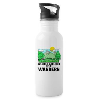 Wandern Berge Wanderer - Trinkflasche mit integriertem Trinkhalm - Weiß - Rechts
