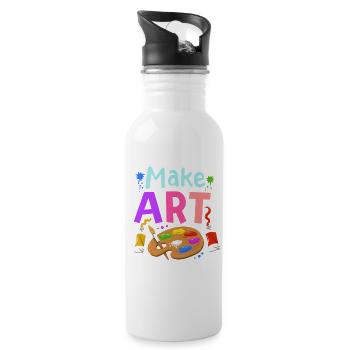 Kunst Künstler Kunstlehrer - Trinkflasche mit integriertem Trinkhalm - Weiß - Rechts