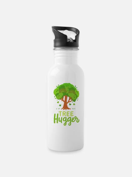 Baum Wald Baumpfleger - Trinkflasche mit integriertem Trinkhalm - Weiß