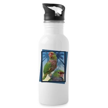 Vinaceous parrot - Water bottle with straw - white - Right