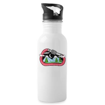 Karabiner Berg Berge Bergsteiger Geschenk - Trinkflasche mit integriertem Trinkhalm - Weiß - Rechts