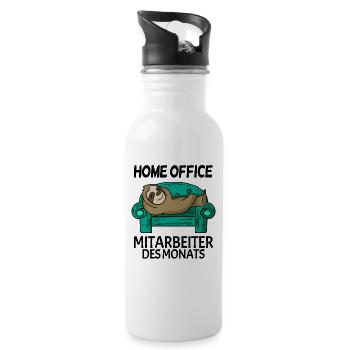 Home Office Mitarbeiter des Monats Geschenk - Trinkflasche mit integriertem Trinkhalm - Weiß - Rechts