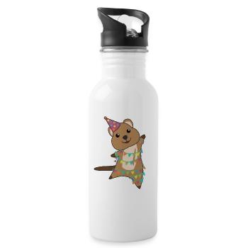 Quokka wishes happy birthday to you Quokkas - Water bottle with straw - white - Right