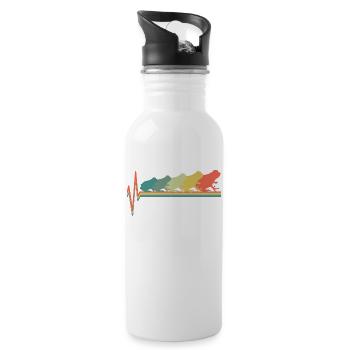 Frosch Amphibie Herzschlag Vintage - Trinkflasche mit integriertem Trinkhalm - Weiß - Rechts
