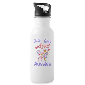 Australian Shepherd - Trinkflasche mit integriertem Trinkhalm - Weiß - Rechts